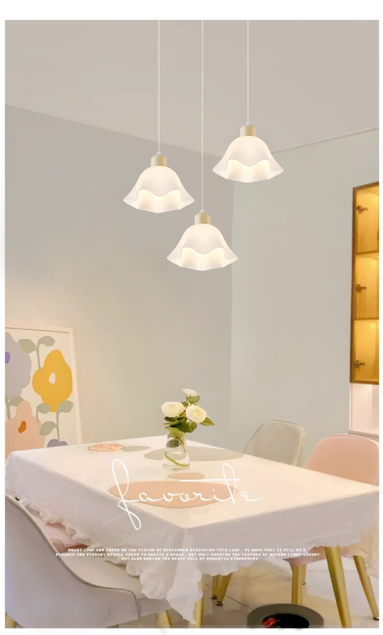 Cream style bedside chandelier flower shape 5