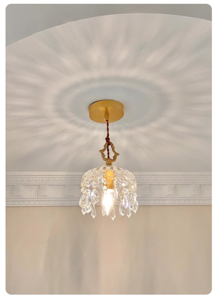 French style crystal small chandelier full copper 13 02