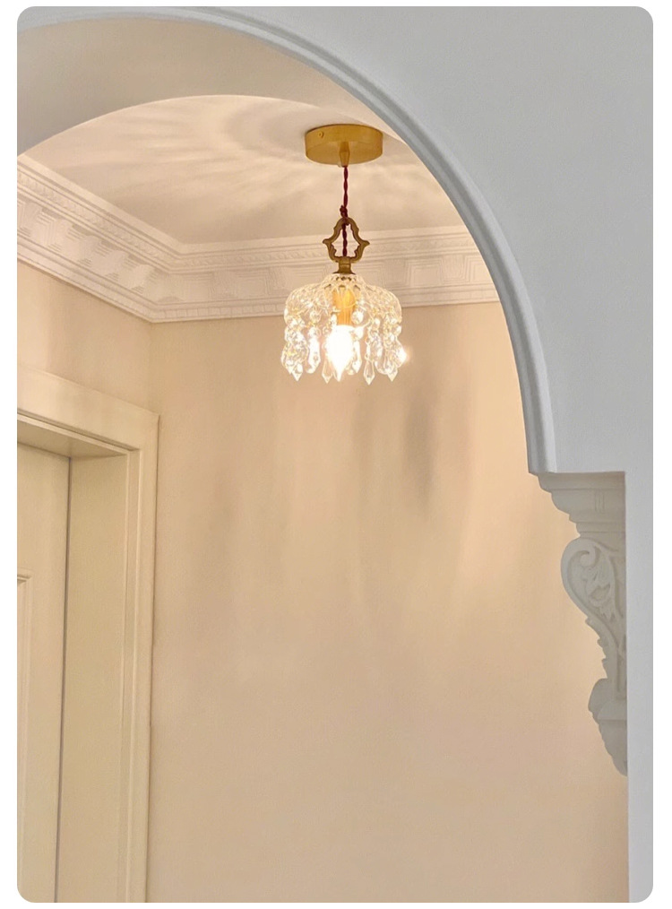 French style crystal small chandelier full copper 13