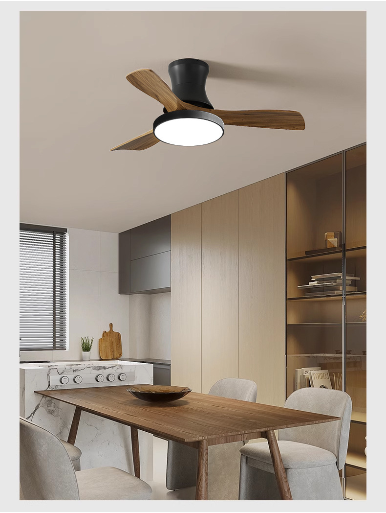 Retro wood leaf ceiling fan light 60