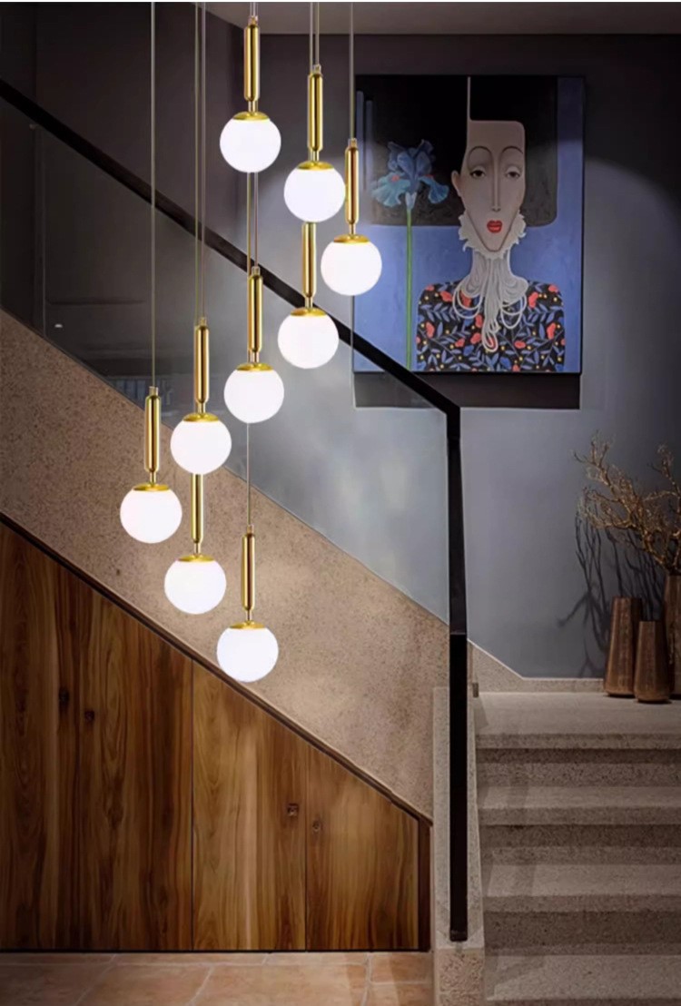 Simple high-altitude spiral staircase chandelier 8 02