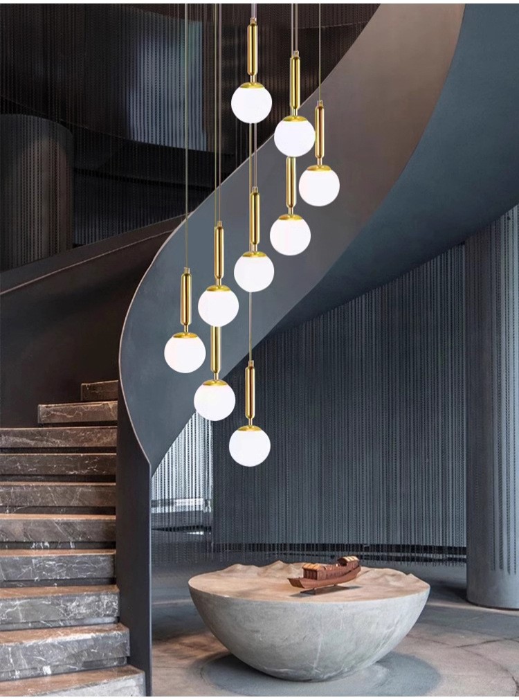 Simple high-altitude spiral staircase chandelier 8
